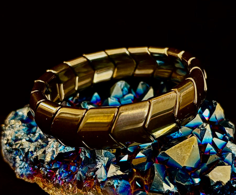 Steel Grounded Strength Bracelet | Natural Stone Beaded Jewelry (Medium–Large Wrists)