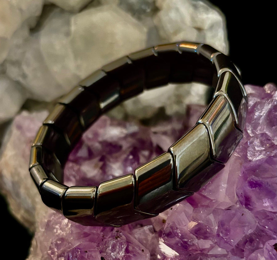 Steel Grounded Strength Bracelet | Natural Stone Beaded Jewelry (Medium–Large Wrists)