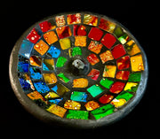 Handcrafted Mosaic Incense Burner | Rainbow Ash Catcher from Indonesia (4.75" Wide)