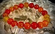 Orange Striped Agate Bracelet | 10mm Natural Stone Beads for Balance, Creativity & Confidence