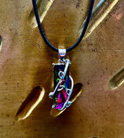 Prismatic Energy Pendant Necklace | Colorful Crystal Branch Design on Leather Cord