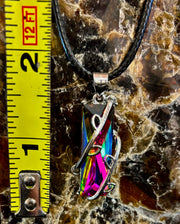 Prismatic Energy Pendant Necklace | Colorful Crystal Branch Design on Leather Cord
