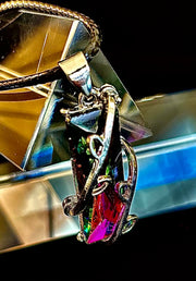 Prismatic Energy Pendant Necklace | Colorful Crystal Branch Design on Leather Cord