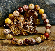 Peanut Jasper Natural Stone Bracelet | 8 mm Grounding Beads for Strength & Stability (Small to Medium Wrists)