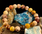 Peanut Jasper Natural Stone Bracelet | 8 mm Grounding Beads for Strength & Stability (Small to Medium Wrists)