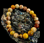 Peanut Jasper Natural Stone Bracelet | 8 mm Grounding Beads for Strength & Stability (Small to Medium Wrists)