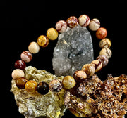Peanut Jasper Natural Stone Bracelet | 8 mm Grounding Beads for Strength & Stability (Small to Medium Wrists)