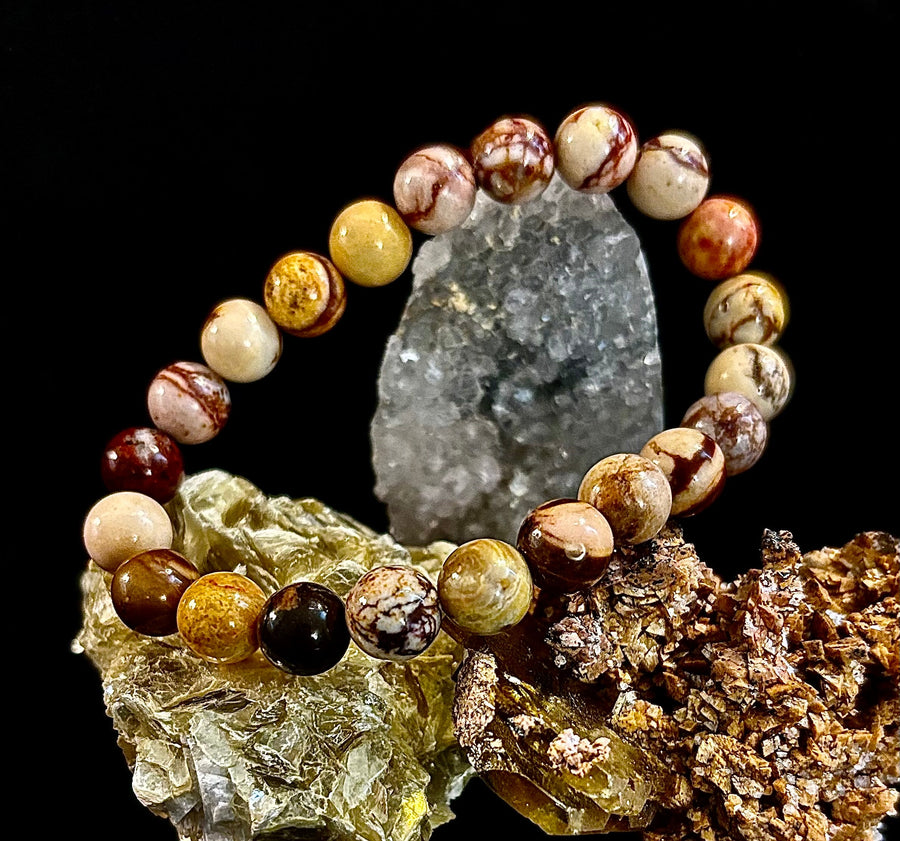 Peanut Jasper Natural Stone Bracelet | 8 mm Grounding Beads for Strength & Stability (Small to Medium Wrists)