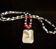 Hero Shield Magnetic Hematite Necklace – Red Power Beads + Dog Tag Pendant (Unisex Protection Jewelry)