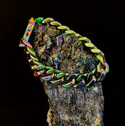 Gender-inclusive Titanium Steel Chain Bracelet – 22cm Cuban Link, Silver/Gold/Rainbow
