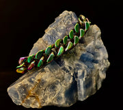 Gender-inclusive Titanium Steel Chain Bracelet – 22cm Cuban Link, Silver/Gold/Rainbow