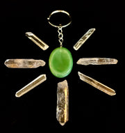 Natural Crystal Worry Stone Keychain – Amethyst, Clear Quartz, Obsidian, Tiger’s Eye, Green Aventurine & Rose Quartz (1.25”)