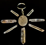 Natural Crystal Worry Stone Keychain – Amethyst, Clear Quartz, Obsidian, Tiger’s Eye, Green Aventurine & Rose Quartz (1.25”)