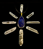 Royal Lapis Lazuli Pendant Necklace – Natural Blue Gemstone on 22” Leather Rope (2 Styles)