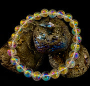 Angel Aura Clear Quartz 8mm Reiki-Infused Healing Crystal Bracelet (7.5” Medium Wrists)