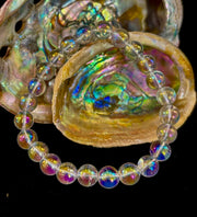 Angel Aura Clear Quartz 8mm Reiki-Infused Healing Crystal Bracelet (7.5” Medium Wrists)