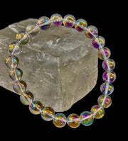 Angel Aura Clear Quartz 8mm Reiki-Infused Healing Crystal Bracelet (7.5” Medium Wrists)
