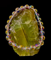 Angel Aura Clear Quartz 8mm Reiki-Infused Healing Crystal Bracelet (7.5” Medium Wrists)