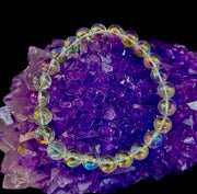 Angel Aura Clear Quartz 8mm Reiki-Infused Healing Crystal Bracelet (7.5” Medium Wrists)