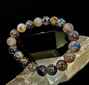 Black & White Dragon Vein Agate Reiki-Infused Protection Bracelet (Medium Wrists)