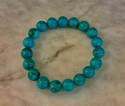 Dark Blue Green Turquoise Reiki-Infused Protection Bracelet (Medium Wrists)