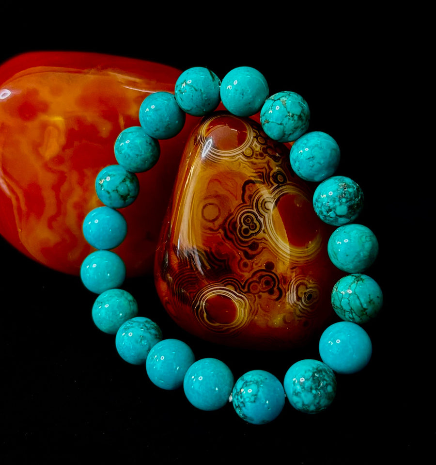 Dark Blue Green Turquoise Reiki-Infused Protection Bracelet (Medium Wrists)
