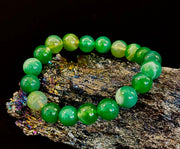 Green Striped Agate Reiki-Infused Healing Bracelet (8mm or 10mm) Medium Wrists