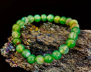 Green Striped Agate Reiki-Infused Healing Bracelet (8mm or 10mm) Medium Wrists