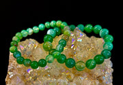Green Striped Agate Reiki-Infused Healing Bracelet (8mm or 10mm) Medium Wrists