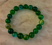 Green Striped Agate Reiki-Infused Healing Bracelet (8mm or 10mm) Medium Wrists