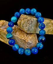 Blue Striped Agate Reiki-Infused Healing & Calm Bracelet (Medium Wrists)