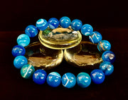 Blue Striped Agate Reiki-Infused Healing & Calm Bracelet (Medium Wrists)