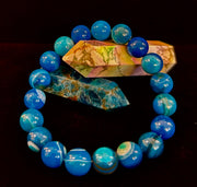 Blue Striped Agate Reiki-Infused Healing & Calm Bracelet (Medium Wrists)