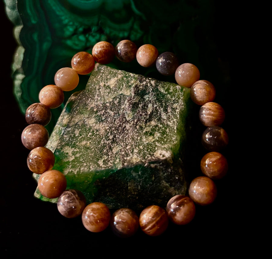 Black Moonstone 8mm Reiki-Infused Intuition & Manifestation Bracelet (Medium-Large Wrists)