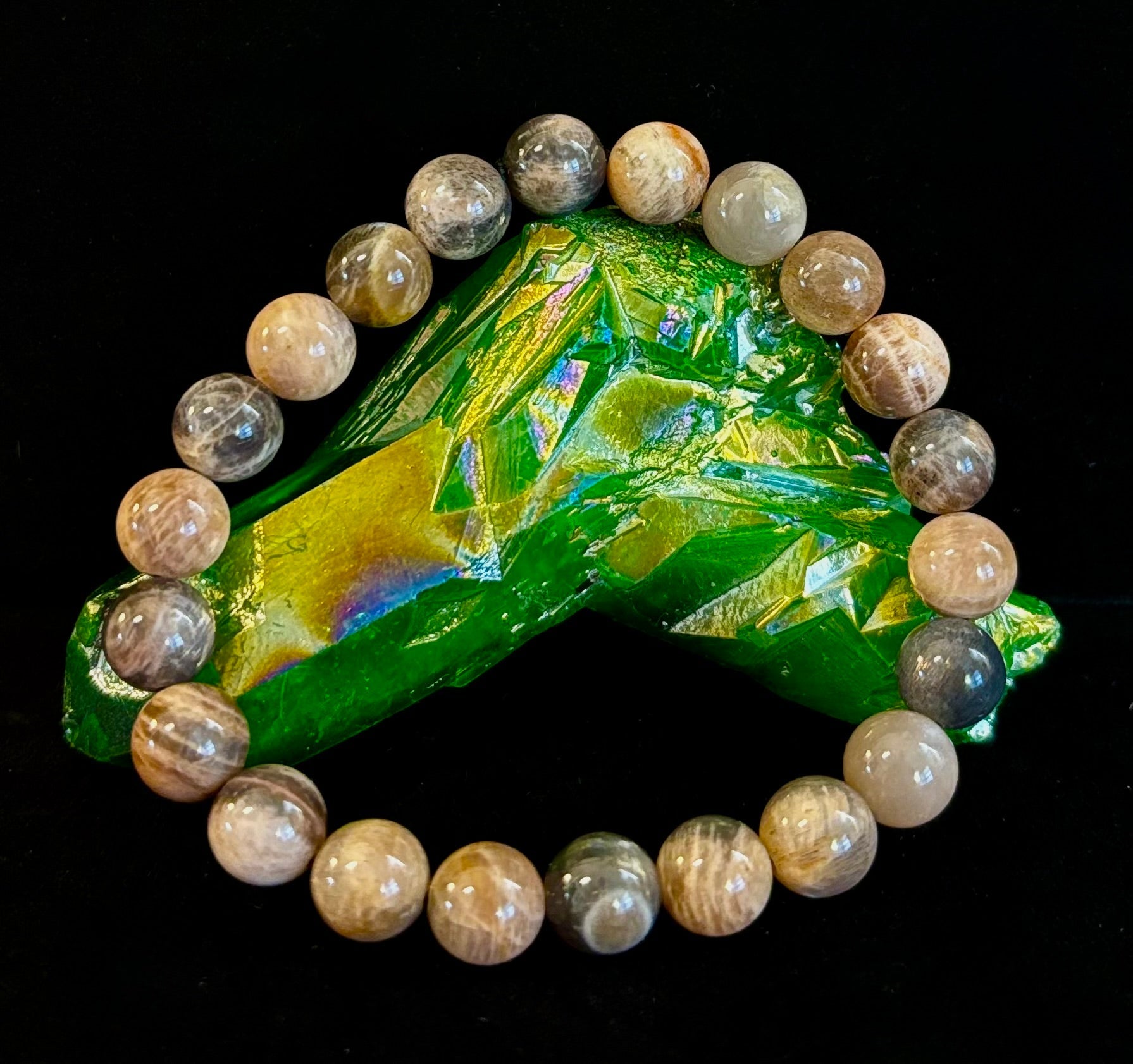 Black Moonstone 8mm Reiki-Infused Intuition & Manifestation Bracelet (Medium-Large Wrists)