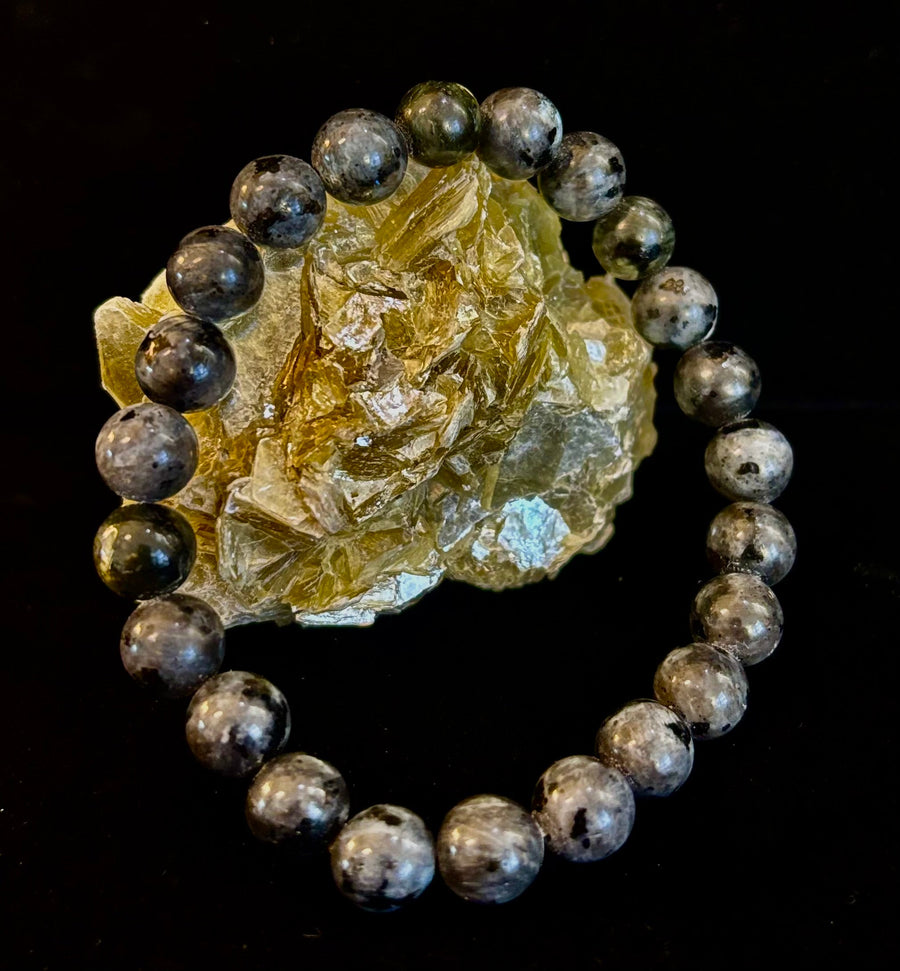 Larvikite 8mm Reiki-Infused Protection & Manifestation Bracelet (Medium-Large Wrists)