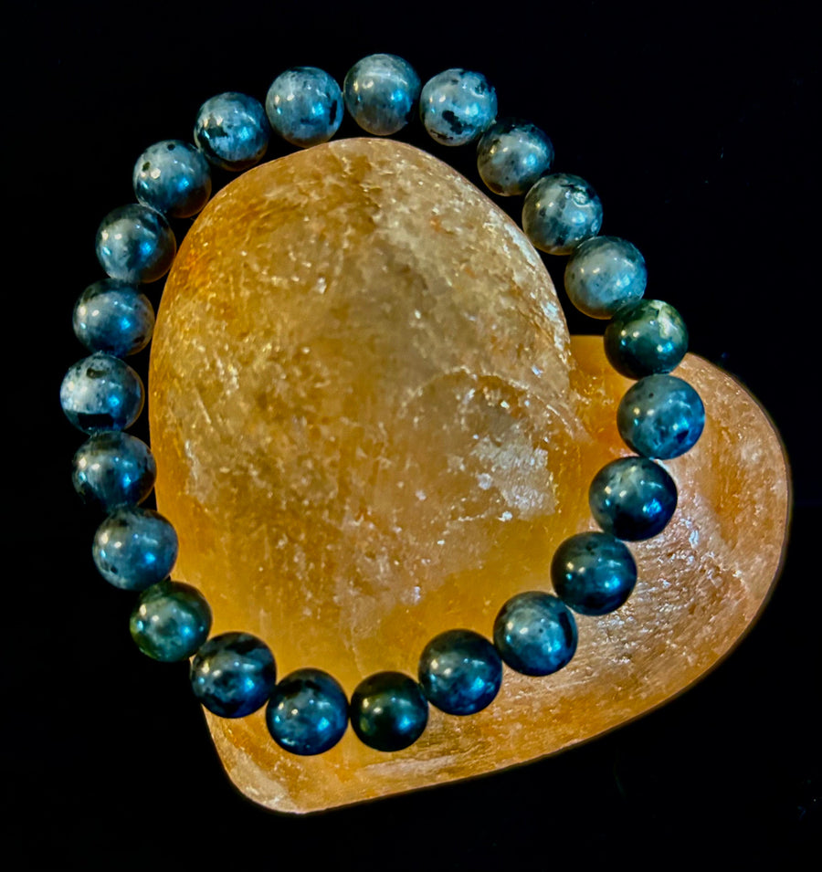 Larvikite 8mm Reiki-Infused Protection & Manifestation Bracelet (Medium-Large Wrists)