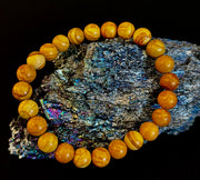 Wood Lace Agate 8mm Reiki-Infused Grounding & Manifestation Bracelet (Medium-Large Wrists)