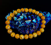 Wood Lace Agate 8mm Reiki-Infused Grounding & Manifestation Bracelet (Medium-Large Wrists)
