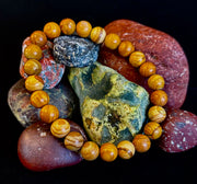 Wood Lace Agate 8mm Reiki-Infused Grounding & Manifestation Bracelet (Medium-Large Wrists)