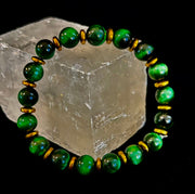 Green Tiger Eye Wealth & Confidence Bracelet – 8mm Beads with Gold Accents (Medium Wrists)