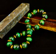 Green Tiger Eye Wealth & Confidence Bracelet – 8mm Beads with Gold Accents (Medium Wrists)