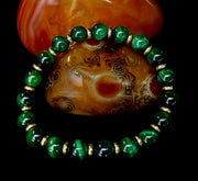 Green Tiger Eye Wealth & Confidence Bracelet – 8mm Beads with Gold Accents (Medium Wrists)
