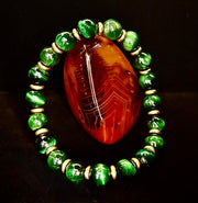 Green Tiger Eye Wealth & Confidence Bracelet – 8mm Beads with Gold Accents (Medium Wrists)