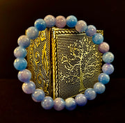 Aquamarine Beaded Bracelet 8mm & 10mm – Reiki-Infused Calm, Clarity & Communication Jewelry (Medium Wrist)