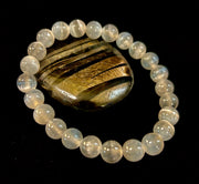 White Cat Eye Stone Bracelet – Reiki-Infused Clarity & Protection Jewelry (Medium–Large Wrist)