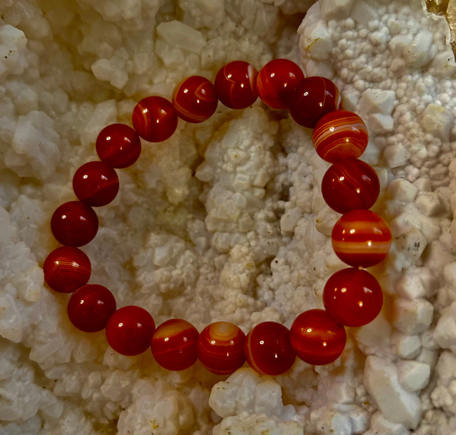 Red Striped Agate (Sardonyx) Reiki-Infused Strength & Confidence Bracelet (Medium Wrist)