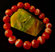 Red Striped Agate (Sardonyx) Reiki-Infused Strength & Confidence Bracelet (Medium Wrist)
