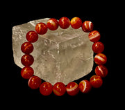 Red Striped Agate (Sardonyx) Reiki-Infused Strength & Confidence Bracelet (Medium Wrist)