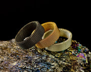 Unisex Stainless Steel Mesh Ring – Flexible, Modern Band in Black, Rose Gold & Silver Tones